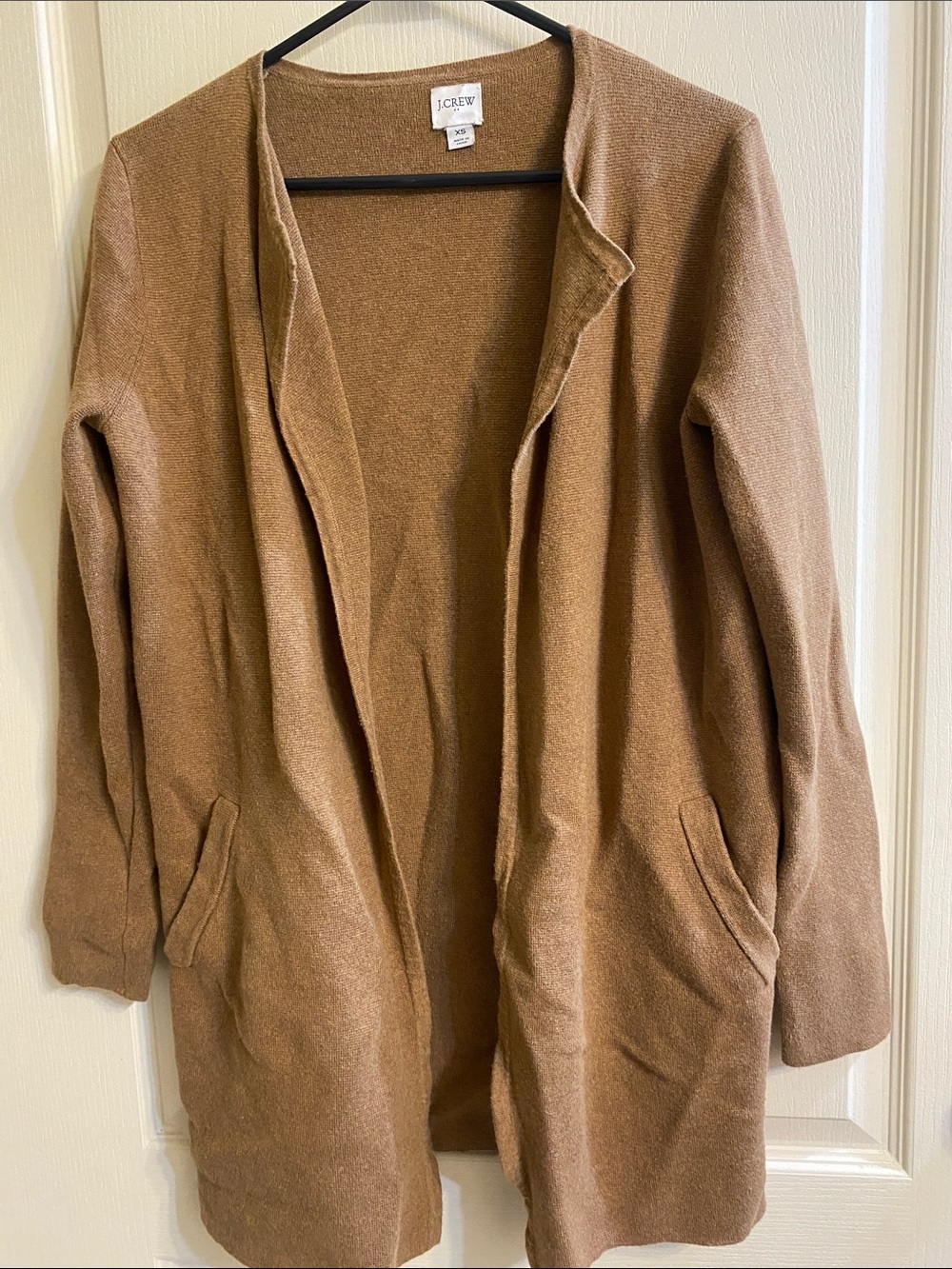 J. Crew Relaxed Open-Front Cardigan in Camel with pockets XS